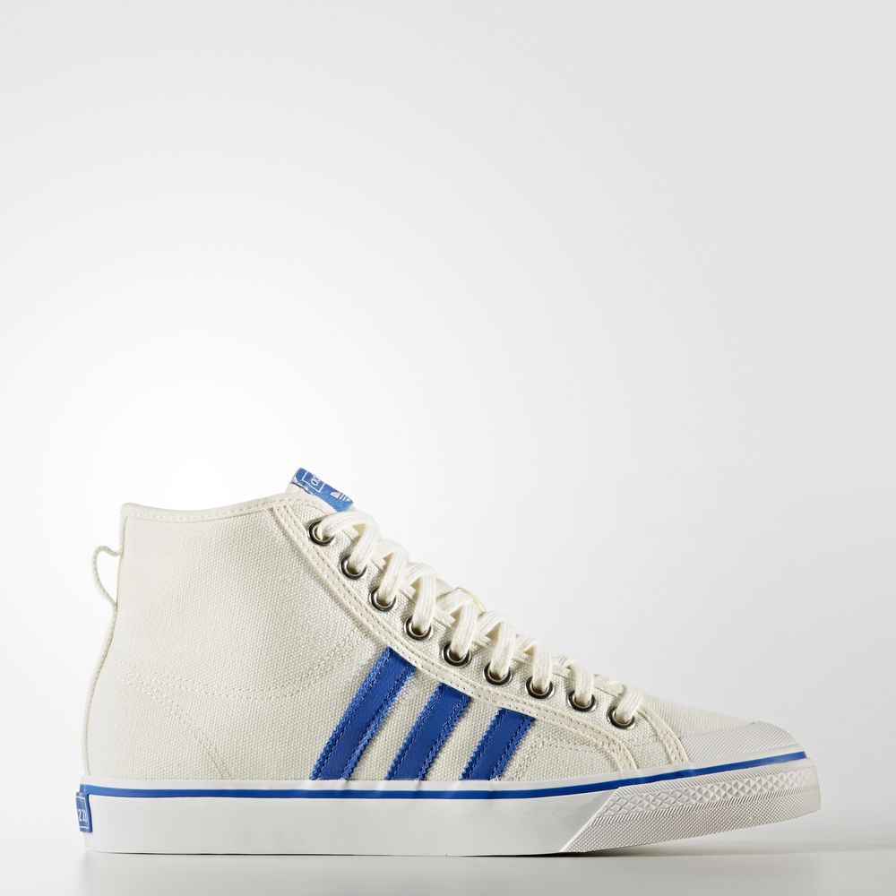 Adidas Nizza Hi - Originals γυναικεια - Ασπρα/Μπλε/Ασπρα,Μέγεθος: EU 36 – 54 2/3 (544XNGQO)